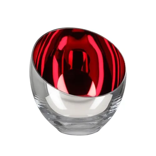 Fink Teelichthalter kugelförmig Ø 11 cm aus Glas mit rotem Innenfinish - dekoratives Windlicht & stilvolles Dekoglas für Teelichter oder kleine Kerzen - als Festliche Tischdekoration & Geschenkidee