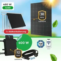 Paket.ag Balkonkraftwerk 460 W – Full Black Modul (bifazial) mit Hoymiles HM-400