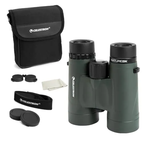 Celestron 71332 Nature DX 8x42mm Binoculars with Multi-Coated Lens, BaK-4 Prism Glass and Carry Case, Green