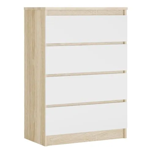 3E 3xE living.com Komodenschrank mit 4 Schubladen, Farbe: Sonoma Eiche/Weiss, A: 70 x 101 x 39 cm