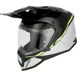 Acerbis Assault Endurohelm - Hellgrau/Schwarz/Neon-Gelb - S - Motorradhelm mit herausragendem aerodynamischen Design für ruhige Fahrten. Abnehmbares Visier für schnellen Offroad-Einsatz und integriertes Sonnenvisier für optimalen Komfort.