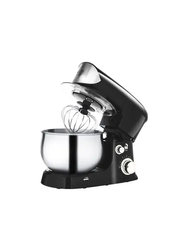 Adler Planetarischer Küchenroboter 1200W, 3L, Schwarz - Küchenmaschinen mit Planetenrührwerk für optimale Ergebnisse. 6 Geschwindigkeiten, 3L Edelstahl-Schüssel und Spritzschutz für müheloses Kochen ohne Spritzer.