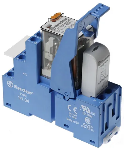 FIN 58.34.8 24V Koppelrelais 4 CO, 7 A - Zuverlässiges Koppelrelais für DIN-Schiene mit 4 Wechsleranschlüssen. Ideal für den professionellen Einsatz mit integrierter LED und EMV-Entstörung.