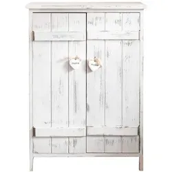 Rebecca Mobili Küchenschrank Kommode - Shabby Chic mit 2 Türen - Kommode im Shabby Chic Design, ideal für Badezimmer oder Wohnzimmer. Aus leichtem Paulownienholz gefertigt, bietet sie vielseitigen Stauraum für Kleidung, Schmuck und Schminkutensilien.
