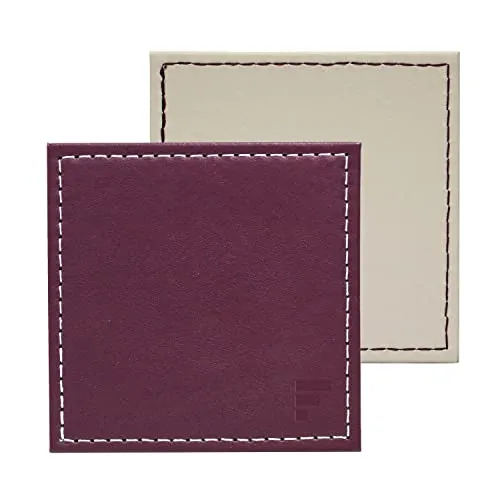 Freeform DUO Glasuntersetzer | Pflaume/Stein | 10 x 10 cm | 4er Set | Beidseitig nutzbares Platzdeckchen Abwaschbar | Bis 90° Celsius hitzebeständig | Glasuntersetzer Kunstleder