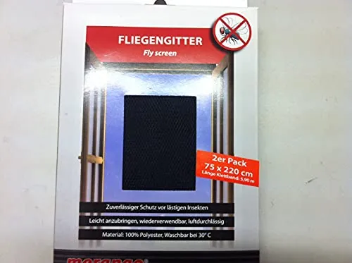 Fliegengitter in verschiedenen Größen und Farben, für Türen geeignet (schwarz, 75x220 cm)