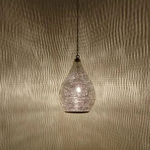 Casa Moro Handgefertigte Orientalische Lampe - Lampen – Luxuriöse Deckenleuchte aus versilbertem Messing mit faszinierenden Licht- und Schattenspielen, ideal für ein gemütliches Ambiente.