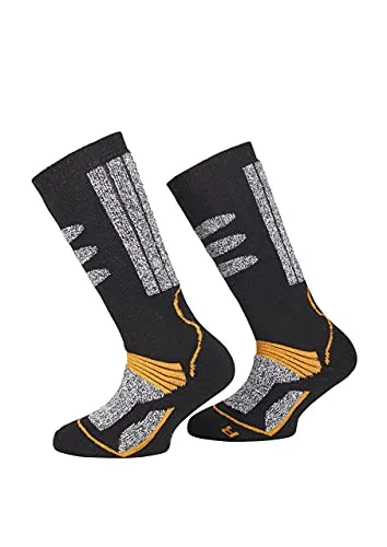 PistenSauser 3 Paar Thermo Kinder Skisocken, Ski Kniestrümpfe mit gepolsterten Funktionsbereichen und zusätzlicher Garantie (3x Orange, 35-38)