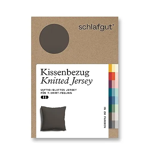 schlafgut Knitted Jersey Kissenbezug 40x40 cm Sand Deep Uni weicher Premium Kopfkissenbezug einzeln, faltenfrei mit Elasthan