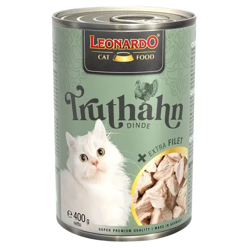 LEONARDO Truthahn + Filet 400g Dose - Hunde-Trockenfutter mit 56% hochwertigem Truthahnfleisch und extra Filetstücken, ideal für den puren Fleischgenuss und ein seidiges Fell. Natürlich ohne Zucker und künstliche Zusätze.