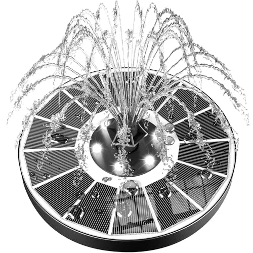 SZMP LED Solar Springbrunnen für außen mit 2200mAh Akku, 3.5W Glas Solar Teichpumpe mit 8 Effekte & 4 Fixe Rohre Solar Wasserpumpe, Solar schwimmender Fontäne Pumpe für Garten, Vogel-Bad, Teich