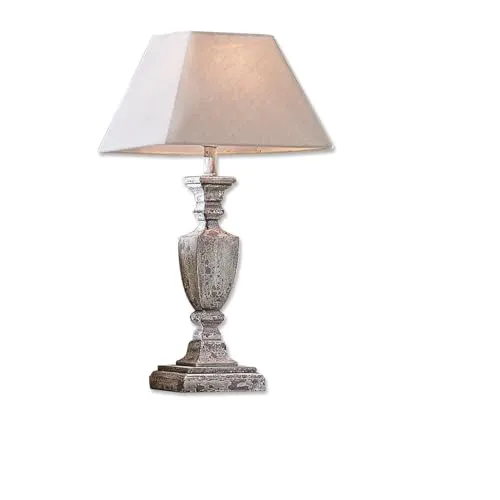 Loberon Tischlampe Gorham - Handgearbeiteter Holzfuß & Eckiger Lampenschirm - Küche, Haushalt & Wohnen - Handgefertigter Lampenfuß mit beeindruckender Form, ideal für ein stilvolles Ambiente.