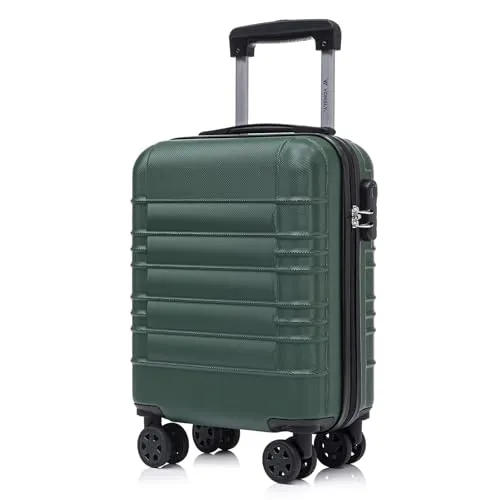 YONSLY Koffer Suitcase S Dunkelgrün – 4-Rollen Handgepäck - Robuster Trolley Reisekoffer mit 360°-Doppelrollen für mühelose Mobilität. Hergestellt aus leichtem ABS-Material, bietet er hohe Sicherheit durch ein integriertes Zahlenschloss und ist ideal für Reisen und den täglichen Gebrauch.