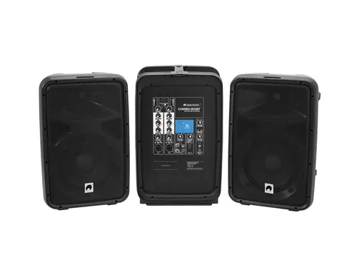 OMNITRONIC COMBO-160BT Aktiv-PA-System - Mobiles 160-W-Beschallungssystem mit Bluetooth für Live- und DJ-Anwendungen. Integrierter 6-Kanal-Mixer und 2 x 80 W RMS Verstärker für beeindruckenden Klang.