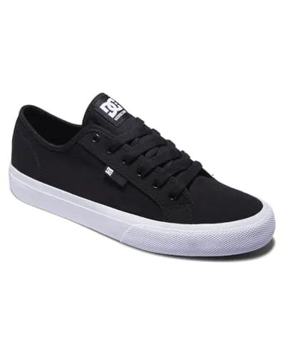 DC Shoes Herren Sneaker Manual, Schwarz Weiss, 47 EU - Herren-Sneaker mit robustem Canvas-Obermaterial und rutschfester Gummisohle, ideal für Freizeit und Sport.