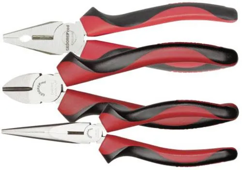 GEDORE-Red Zangenset R28002003, 3301155, 3 Zangen - Zangen Set mit Kombizange, Flachrundzange und Seitenschneider. Ergonomische 2-Komponenten-Griffe für optimale Kraftübertragung und Komfort. Ideal für vielseitige Anwendungen.