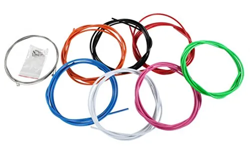 Pentagon Sports Bowdenzug Set Bremszughülle 7 Farben 2 Bremszüge Endhülsen Endkappen Fahrrad (schwarz)