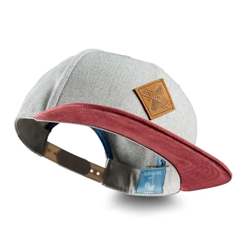 Soulbuddy Snapback Cap – Grau-Rot – Unisex – One Size - Moderne Snapback Cap für Herren und Damen in Grau-Rot mit verstellbarem Verschluss. Ideal für Outdoor-Aktivitäten und als stylisches Accessoire. Perfekt als Geschenk für jeden Anlass!
