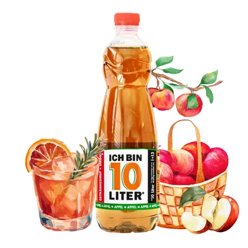 ICH BIN 10 LITER Apfel Sirup 6 x 0,7l Apfelsirup Getränkesirup Fruchtsirup