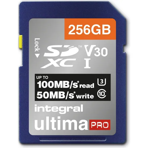 Integral Premium High Speed SD (SDHC/XC) cards are a perfect fit for your DSLR, digital camera, ca (256 GB, SDXC, U3, UHS-I) (INSDX256G-100/90V30)