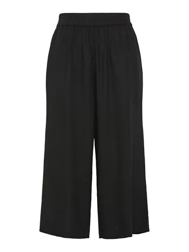pieces Schlupfhose PCPIA HW WIDE CULOTTE WVN NOOS mit Leinen, Black - Modische Jogginghose aus 70% Viskose und 30% Leinen, pflegeleicht und mit elastischem Bund für optimalen Tragekomfort.