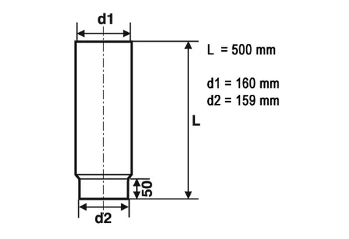 Raik Ofenrohr Raik Rauchrohr Ofenrohr 160mm - 500mm gussgrau, Längenelement