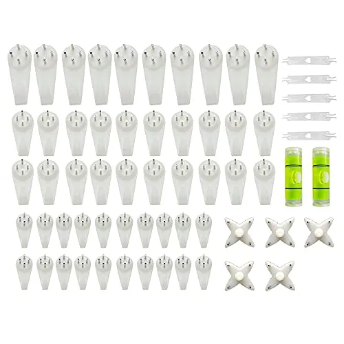 WYAN 62 pcs spurlose Bilderhaken, 5 Designs nägel ohne bohren Bilderhaken für Hochzeitsfotos und Home Office hängende Hardware-Kit (weiß)