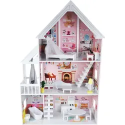 Bandits & Angels Puppenhaus aus Holz, Prinzessin Rosa, ab 3 Jahren, 126 cm hoch – inklusive 15 Möbelstücken – geeignet für Barbie – Puppen...