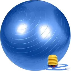 Gymnastikball 65cm mit Pumpe - Blau - Gymnastikball für Fitness & Yoga, ideal für Balance-Training und Körperstabilität. Mit Anti-Burst System und rutschfester Oberfläche, belastbar bis 100kg.