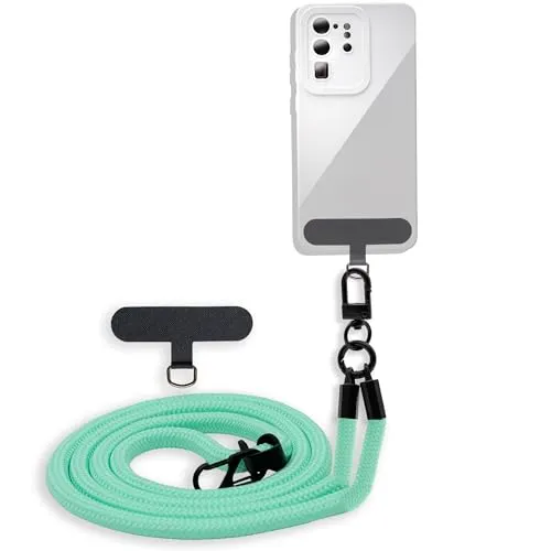 Cadorabo Universale Handykette in TÜRKIS - Passend für die meisten gängigen Smartphones und Hüllen - Verstellbares Handyband Kordel zum Umhängen Schlüsselband Universales Pad zum einlegen