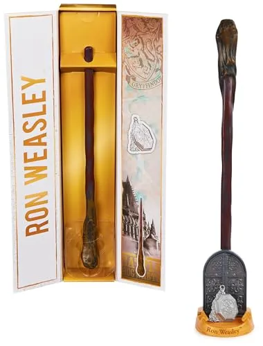 Wizarding World Harry Potter - Authentischer Ron Weasley Zauberstab aus Kunststoff mit Zauberspruch-Karte, ca. 30,5 cm, Spielzeug für Kinder ab 14 Jahren, Fanartikel, Metallic