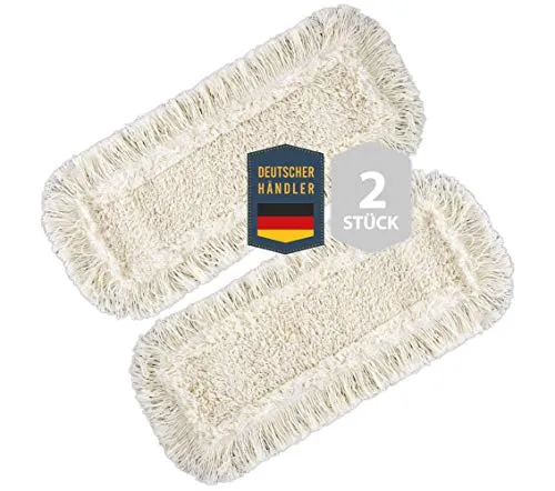 Stück PREMIUM Wischmopbezug Ersatzbezug Set Baumwolle für 40 cm Wischmop Klapphalter MADE IN EUROPE, Bodenwischer Mop für Bodenbeläge wie Laminat Echtholzböden Dielen Putzlappen, Parkett Schrubber 2