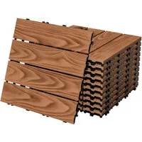 ML-Design 33xWPC Terrassenfliesen - Klickfliese 30x30 cm in Hellbraun - Fliesen für Balkon und Terrasse mit praktischem Stecksystem – wetterbeständig, pflegeleicht und in attraktiver Holzoptik für ein natürliches Ambiente.