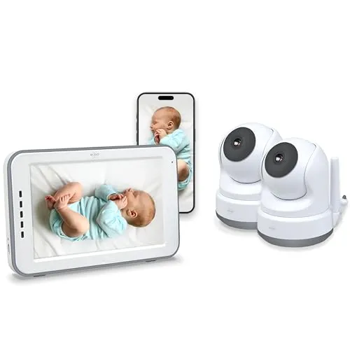ELRO Baby Monitor Royale - Babyphone mit Monitor für 2 Kinderzimmer - Babyphone mit 2 Kameras, 1080P HD, Nachtsicht und App-Steuerung. Hohe Reichweite von bis zu 300m und mobile Nutzung durch Akku. Ideal für sichere Überwachung Ihrer Kinder.