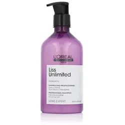 L'Oréal Professionnel Serie Expert LISS UNLIMITED Shampoo 500 ml - Glättendes Shampoo für widerspenstiges Haar, sorgt bis zu 4 Tage für Geschmeidigkeit und Glanz. Ideal für strapaziertes Haar, mit Pro-Keratin und nährenden Ölen für intensive Pflege.