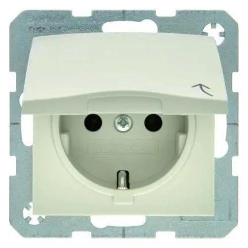 Berker SCHUKO-Steckdose ws/gl 47518982 mit Klappdeckel B.1;B.3;B.7;S.1 Steckdose 4011334280781