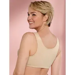 Bügelloser BH für Damen, Gr. 90, Cup C, elfenbein - Bequemer Vorderverschluss-BH ohne Bügel mit gepolsterten Komfortträgern, ideal für optimalen Halt und Unterstützung. 60% Baumwolle sorgt für ein angenehmes Tragegefühl.
