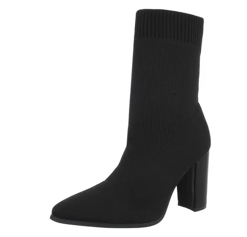 Ital-Design Elegante Strumpfstiefel mit Blockabsatz für Damen High-Heel-Stiefelette (89852638) Blockabsatz Stiefeletten in Schwarz