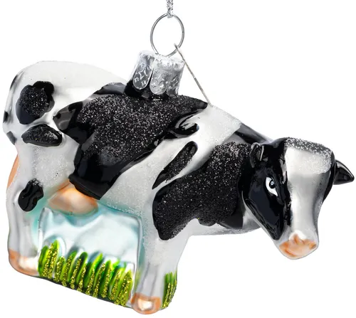 SIKORA Christbaumschmuck Kuh besondere Weihnachtskugel Glas Anhänger – BS659, Christbaumschmuck Deko - traditionell, witzig & außergewöhnlich