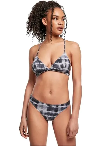 Ladies Tie Dye Triangle Back Bikini Black/White L - Bikinioberteil im Batik Look mit einzigartigem Rückenteil, gefertigt aus atmungsaktivem Polyamid und Elasthan für perfekten Sitz und Komfort.
