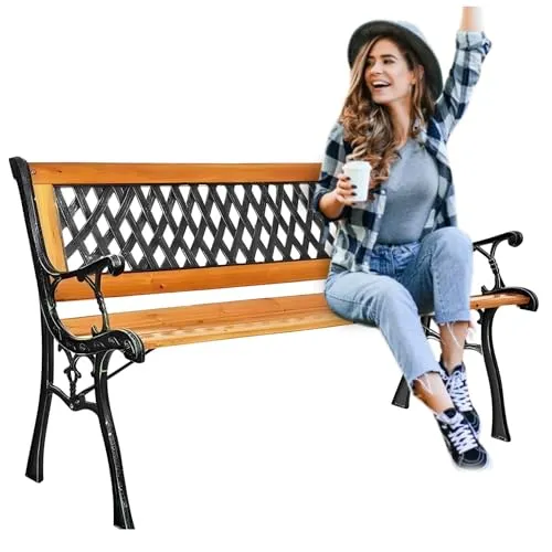 ZOLTA 2-Sitzer Gartenban mit Rücken & Armlehnen - 125 x 73 x 38 cm - Bank wetterfest aus Holz - Garten möbel - Holzbank - Sitzbank Outdoor