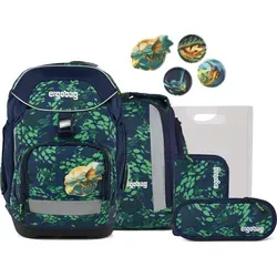 ergobag Pack Schulranzen-Set 6tlg. DrachenbezwingBär - Ergonomischer Schulranzen für Kinder von 1-4 Klasse, wächst mit Ihrem Kind und bietet durch Reflektoren optimale Sicherheit im Straßenverkehr.