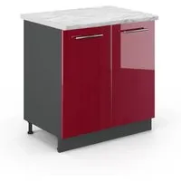 Vicco Spülenunterschrank Fame-Line, Bordeaux Hochglanz in rot von Vicco