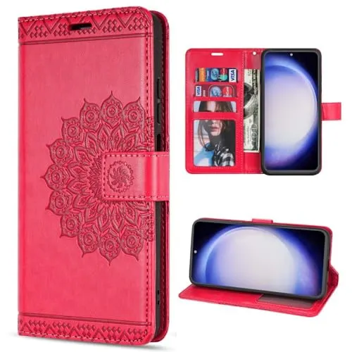 betterfon Hülle Kompatibel mit Samsung Galaxy S23 FE | Klapphülle Schutzhülle mit Kartenfächer Kompatibel für Galaxy S23 FE | Magnetverschluss Klapphülle | Pink