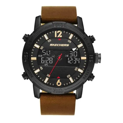 Skechers Herren Analog Quarz Uhr SR5153 - Armbanduhren für Herren, stilvolle Analog-Digital-Anzeige mit wasserdichtem Design bis 30 m – perfekt für den Alltag und besondere Anlässe.