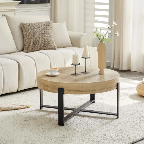 Modfu Couchtisch aus Holzwerkstoff, 68 cm Durchmesser, stilvoll und stabil