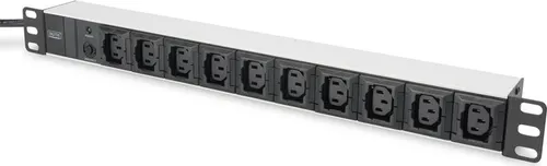 Steckerleiste DIGITUS 1HE 10fach IEC C13, ?-Schutz, Alu