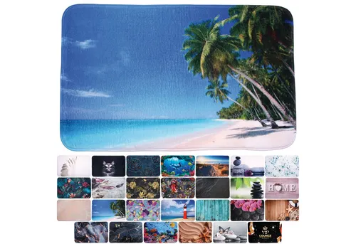 Sanilo Badematte Karibik - Badematte in modernem Karibik-Design, rutschhemmend, waschbar und schnelltrocknend für ein sicheres und komfortables Badezimmererlebnis.