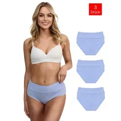 Tazzio Taillenslip 3er-Pack Damen Slip F920 (Packung, 3-St) hoher Bund kaschiert, zeichnet sich nicht ab blau S