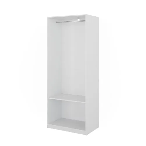 Vicco Kleiderschrank Elmo, Weiß, 80 x 200 cm - Kleiderschrank mit vielseitigem Design, ideal als Garderobe oder Wohnzimmerschrank. Bietet viel Stauraum mit Kleiderstange und offenem Fach für Schuhe. Stilvoll und funktional für Ihr Zuhause!